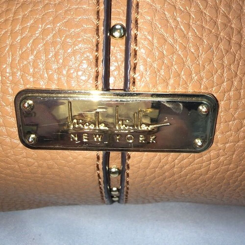 Nicole Miller Beige Faux Leather Shoulder Bag 13"X12"X2.5" - Picture 9 of 14